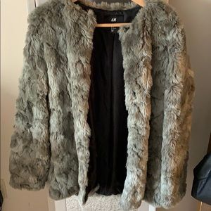 Gray faux fur coat!